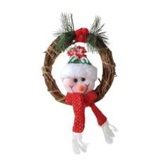 Imagem de Guirlanda de Natal Papai Noel ou Boneco de Neve - 15 cm | Decoração Natalina para Pendurar Porta, Arvore, Jardim ou Escritorio (Boneco de Neve)
