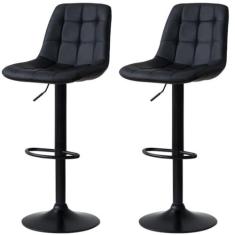 Imagem de Kit 2 Banqueta Alta Elegance Estofada com Base Giratória e Regulagem de Altura - Preto