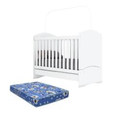 Imagem de Berço 3 em 1 Bala de Menta Branco com Colchão - Móveis Henn, Branco