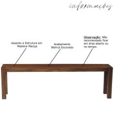 Imagem de Banco Decorativo para Varanda Cozinha Dumai 120cm Madeira Maciça Walnut Escovado - Gran Belo