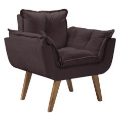 Imagem de Poltrona Opalla Suede Marrom 01 Lugar Base Palito