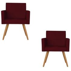 Imagem de Kit 2 Poltronas Nina Decorativa Suede Bordo Kasa Sofá
