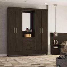 Imagem de Guarda Roupa Demóbile Capelinha Pérsia Espelho ébano - Demóbile