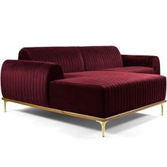 Imagem de Sofá 5 Lugares com Chaise Esquerdo Para Sala Molino 300cm D02 Veludo Marsala C-278 - Lyam Decor