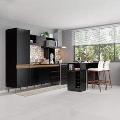 Imagem de Armário de Cozinha Compacta com Bancada Ilha Gourmet mdp Preto 0318 menu