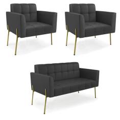 Imagem de Sof  Namoradeira E 2 Poltronas P  De Ferro Dourado Elisa Cori