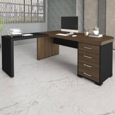 Imagem de Mesa para Escritório com Apoio 4 Gavetas Charuto/Preto - Artany Móveis