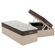 Imagem de Cama Box Baú Solteiro: Colchão Ortopédico Probel Guarda Costas Extra Firme + Base CRC Suede Clean(88x188)