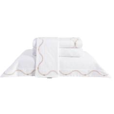 Imagem de Jogo de Cama King Baruc 4 Peças Percal 200 Fios Bernadete Casa Branco/Bege