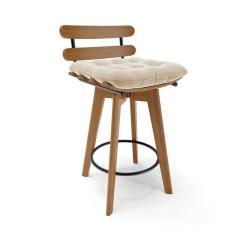 Imagem de Banqueta Giratória Costela Suede Base Madeira Ma70 Cor Bege