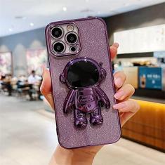 Imagem de Capa Galvanizada Astronauta para iPhone 11 12 13 14 Pro Max XS Max X XR 14 Plus 13 Pro Capa Soft Glitter Kickstand, T7, para iPhone 11Pro Max