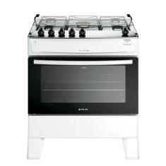 Imagem de Fogão de Piso Atlas Milão Top 5 Bocas com Mesa Inox, Branco, Bivolt