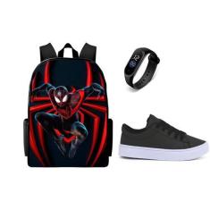 Imagem de Conjunto Casual Escolar Masculino Bolsa Mais Tenis E Relogio Top Led -