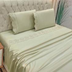 Imagem de Jogo de Cama Lençol Bella Casal 4 Peças MicroPercal 300 Fios Bordado I