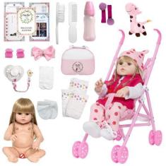 Imagem de Boneca Reborn Realista Girafinha Pode Banho Enxoval Completo - Cegonha