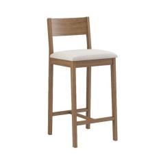 Imagem de Banqueta Madeira Nogueira Maci a Tecido Branco Modelo Manu Al