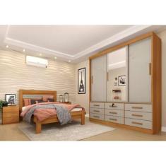 Imagem de Guarda Roupa 3 Portas 9 Gavetas Com Espelho Chicago - Tcil Móveis - Cinamomo/Off White