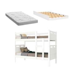 Imagem de Beliche Solteiro Jaspe com Cama Auxiliar e Colchão Branco