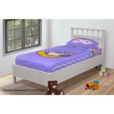 Imagem de Jogo De Lençol Solteiro 3 Peças Conjunto Corujinhas Chevron Fundo Roxo