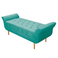 Imagem de Recamier Estofado Ari 140 cm Casal Suede Azul Tiffany - Amarena Móveis