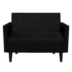 Imagem de Sofá Retrô Namoradeira Compacta Jade 2 Lugares Suede Preto - D'Rossi