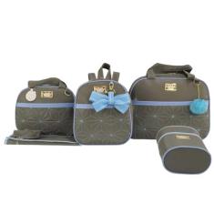 Imagem de BOLSA MATERNIDADE CINZA C/AZUL 5 PEÇAS ESTRELA