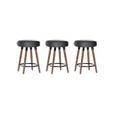 Imagem de Kit 3 Bancos Moderno Pé Palito Roma Slim Asfalto 50cm