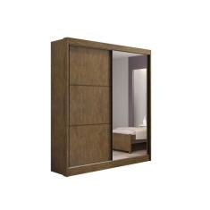 Imagem de Guarda Roupa Solteiro Com Espelho 2 Portas 100% Mdf Atenas Ipê - D` Doro Móveis