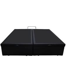 Imagem de Cama Box Baú King Bipartido Sintético Preto Com Pistão A Gás