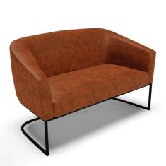 Imagem de Sofá Namoradeira 2 Lugares Base Industrial Preto Stella Corano Nozes D03 - D'Rossi