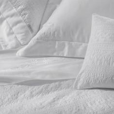 Imagem de Jogo de Cama Casal Altenburg Bordados em Cetim 300 Fios Branco Artisan