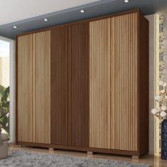 Imagem de Guarda Roupa Casal com Portas Ripadas Suburban 6 Portas 4 Gavetas Havana/Buriti/Havana