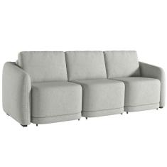 Imagem de Sofá Cama para Sala de Estar 3 Lugares 246cm Montserrat K01 Linho Cinza - Lyam Decor
