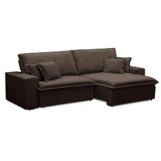 Imagem de sofá 3 lugares retrátil e reclinável sarov veludo tabaco