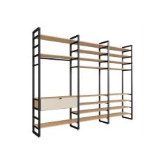 Imagem de guarda-roupa closet modulado industrial philly 1 gv cedro e off white 294 cm