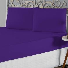 Imagem de Jogo De Lençol King Malha 100% Algodão 3 Peças Cor Roxo