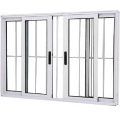 Imagem de Janela Vitro 4 Folhas Alumínio Branco 1.20 X 2.00 Linha 25 com Grade