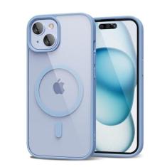 Imagem de oakxco Capa magnética transparente para iPhone 15, compatível com Magsafe, fina, fina, transparente, não amarela, amortecedor de silicone macio híbrido e capa protetora de plástico rígido para