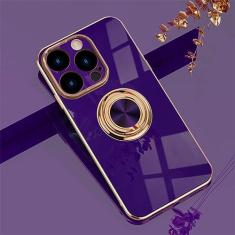 Imagem de Capa de silicone magnética de luxo para iPhone 14 13 12 11 Pro Max XS 8 Plus iPhone13 iPhone14 14Pro 13Pro Capa macia com suporte de anel, roxo escuro, para iPhone 13