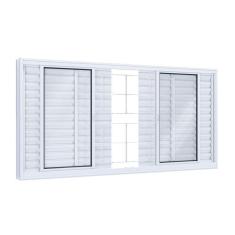 Imagem de Janela de Aço Veneziana 100x200cm 6 Folhas com Grade Quadrada Facilita Lucasa Branco