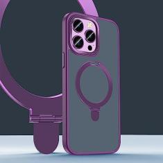 Imagem de Capa de telefone com suporte de anel magnético para iPhone 14 13 12 Pro Max Cover Carregamento sem fio Celular de metal à prova de choque, roxo escuro, para iPhone 14