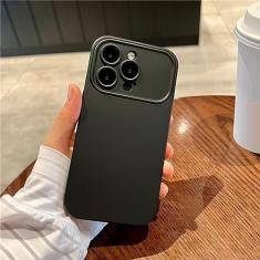Imagem de Capa de janela grande de cor de contraste para iPhone 11 12 13 14 15 Pro Max 14 Plus Proteção de câmera Capa de silicone com sensação de pele, T4, para iPhone 13Pro