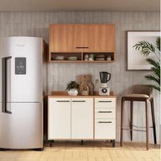 Imagem de Cozinha Modulada Havana 2 Peças com Tampo 4 Portas e 2 Gavetas Rovere/Champanhe
