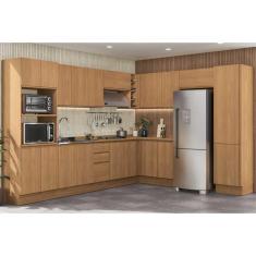Imagem de Cozinha Modulada Completa Ciela 14 Peças (5Aéreos+4Balcões+2Paneleiros+3Complementos) C14P80 Canela - Kappesberg
