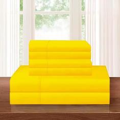 Imagem de Elegant Comfort Jogo de cama luxuoso macio 1500 de microfibra de qualidade premium resistente a rugas e desbotamento, aconchegante com 6 peças, lençol elástico fácil em toda a volta, bolso profundo,
