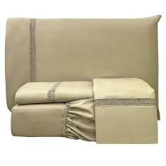 Imagem de Jogo Lençol King Lenny Guipir 4 Pçs Cáqui