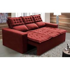 Imagem de Sofá 3 Lugares Retrátil e Reclinável Cama Inbox Slim 2,00m Velusoft Vermelho