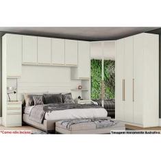 Imagem de Quarto Casal Modulado Seletto 6 Peças (1 Armário Aéreo + 3 Guarda Roupas + 2 Complementos) QCM68 Areia - Henn