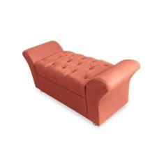 Imagem de Recamier Calçadeira Baú Estofado Veneza Solteiro 90 Cm Suede Coral - I