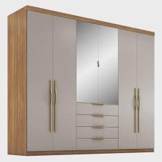 Imagem de Guarda Roupa Casal 262cm Com Espelho Giard D02 Amêndola/Nude - Mpozenato